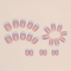 24pcs Glittery French Tips Press On Nails Acrylic Stick On Nails