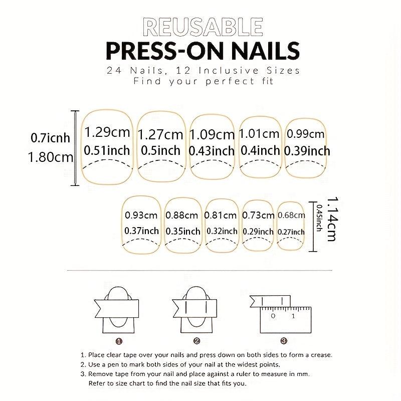 24pcs Glittery French Tips Press On Nails Acrylic Stick On Nails