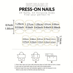 24pcs Glittery French Tips Press On Nails Acrylic Stick On Nails
