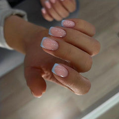 24pcs Glittery French Tips Press On Nails Acrylic Stick On Nails
