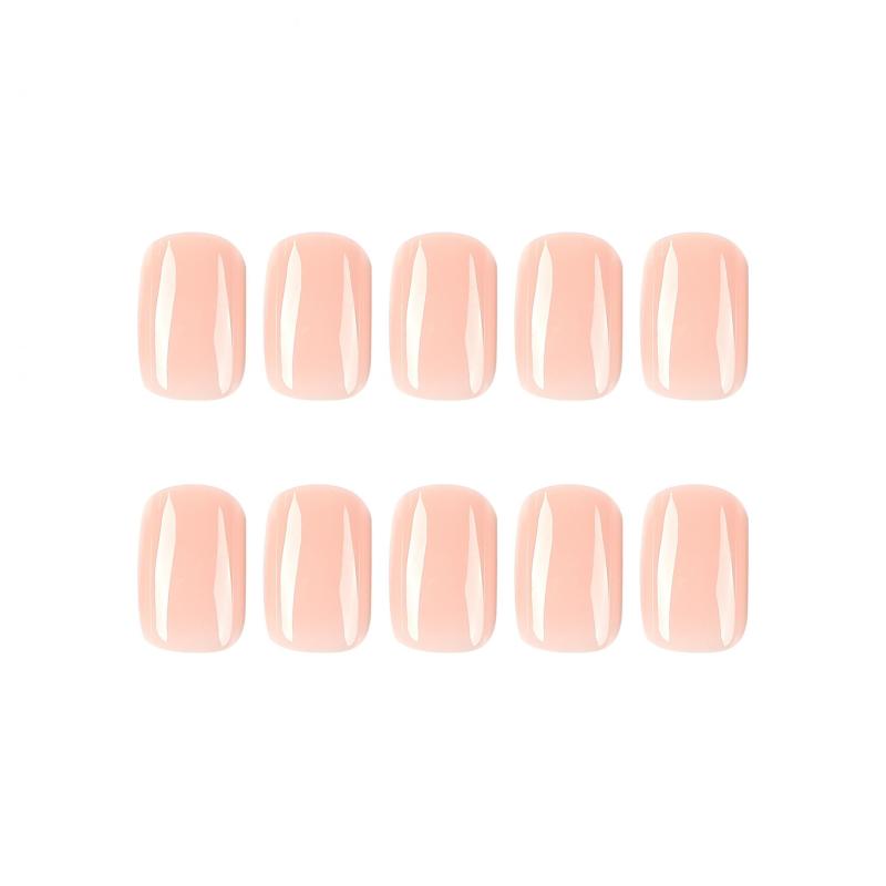 24pcs Nude Pink Press On Nails Full Cover Short Square False Nails