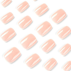 24pcs Nude Pink Press On Nails Full Cover Short Square False Nails