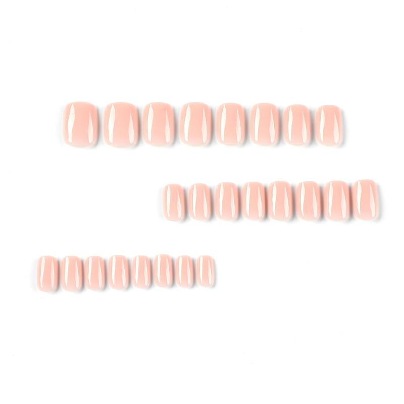 24pcs Nude Pink Press On Nails Full Cover Short Square False Nails