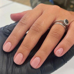 24pcs Nude Pink Press On Nails Full Cover Short Square False Nails