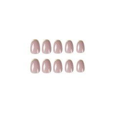Golden Glitter French Tip Oval Press On Nails