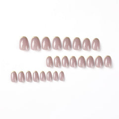 Golden Glitter French Tip Oval Press On Nails