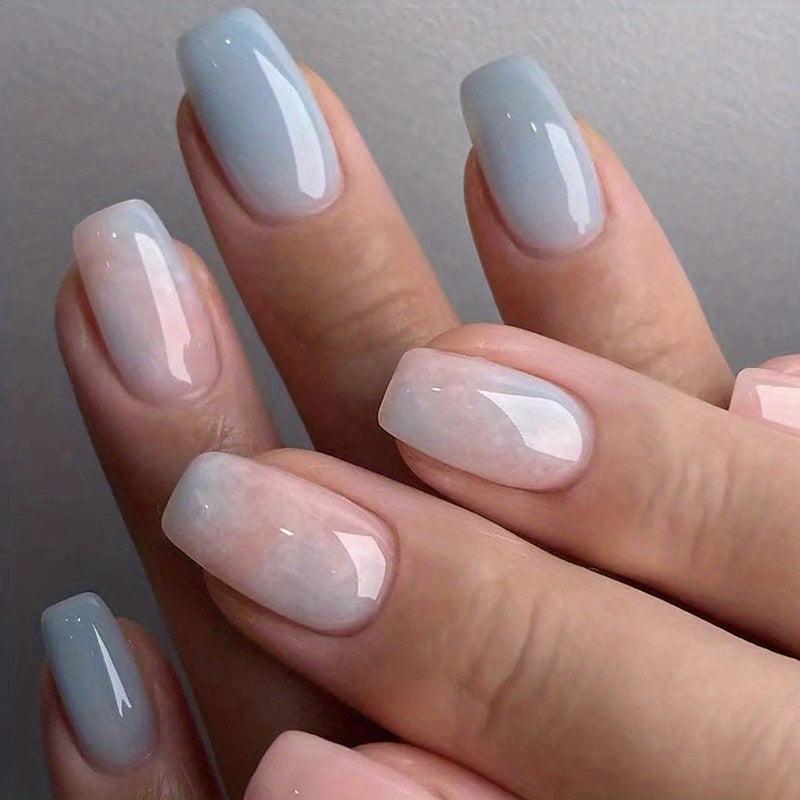Golden Glitter French Tip Oval Press On Nails