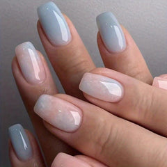 Golden Glitter French Tip Oval Press On Nails