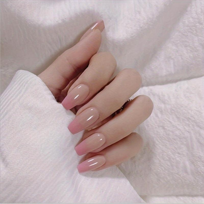 24 pcs Golden Tip Brown Square Press On Nails Full Cover Static Nails