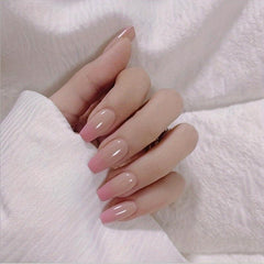 24 pcs Golden Tip Brown Square Press On Nails Full Cover Static Nails