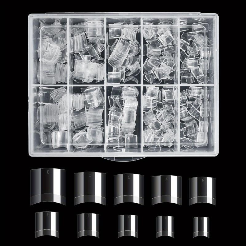 500pcs Buqikma Short Acrylic Nail Tips Natural False Nails 10 Sizes