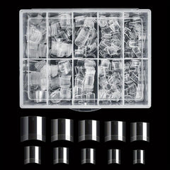 500pcs Buqikma Short Acrylic Nail Tips Natural False Nails 10 Sizes