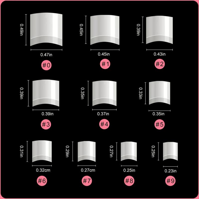 500pcs Buqikma Short Acrylic Nail Tips Natural False Nails 10 Sizes