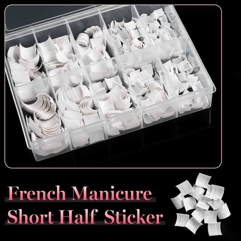 500pcs Buqikma Short Acrylic Nail Tips Natural False Nails 10 Sizes