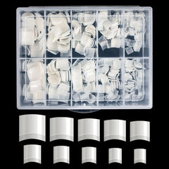 500pcs Buqikma Short Acrylic Nail Tips Natural False Nails 10 Sizes