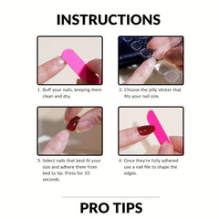 24pcs French Tip Press On Nails Golden Glitter Short Pink False Nails