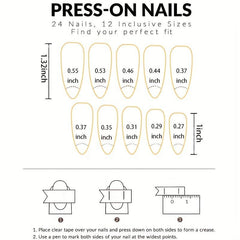 24 pcs Red Almond Press On Nails Long Lasting Easy to Apply