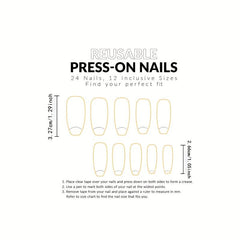24pcs Golden French Nails Long Lasting Press On Artificial Nails