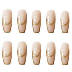 24pcs Golden French Nails Long Lasting Press On Artificial Nails