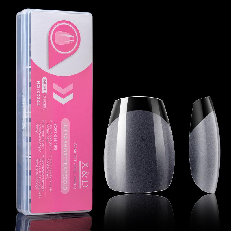 Short Coffin Gel Nail Tips 240PCS Full Cover Matte Acrylic False Nails
