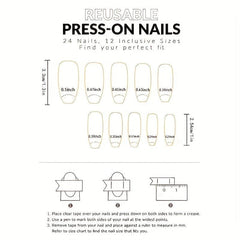 24pcs Starry Sky Press On Nails Long Glossy Full Cover Stick On Nails