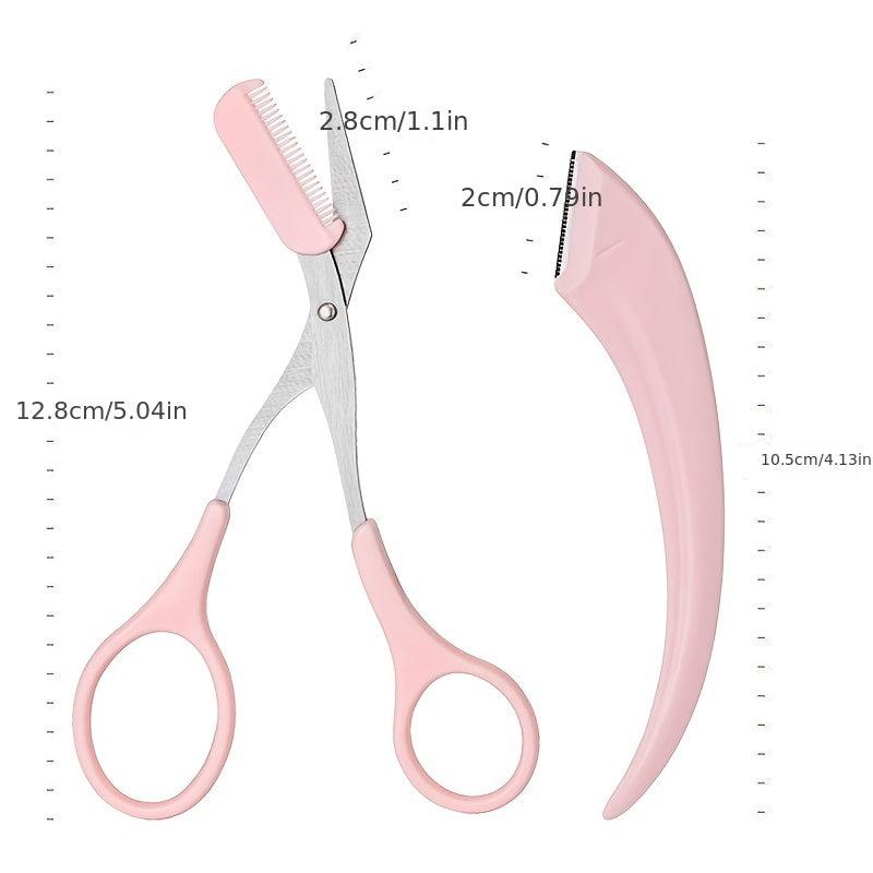 3 Pcs Eyebrow Grooming Set Eyebrow Comb Scissors Scraper Women Gift