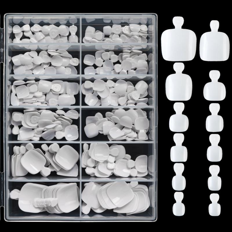 240 Full Cover Clear Acrylic Toenail Tips with Box