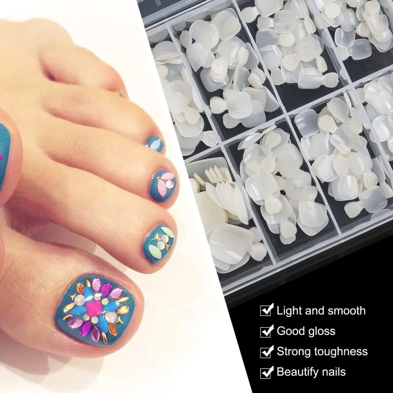 240 Full Cover Clear Acrylic Toenail Tips with Box