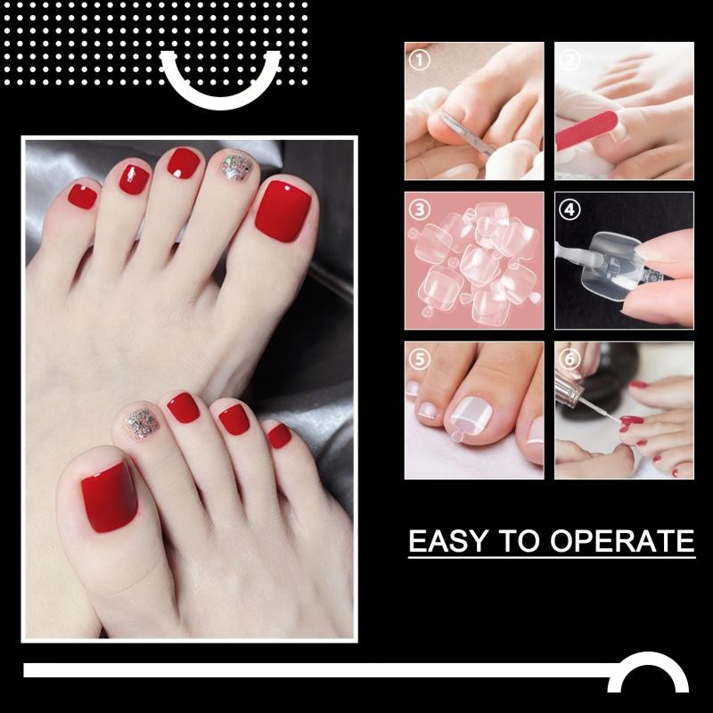 240 Full Cover Clear Acrylic Toenail Tips with Box