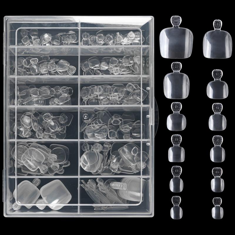240 Full Cover Clear Acrylic Toenail Tips with Box
