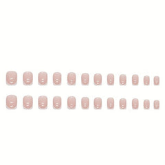 Glitter Pink Press On Nails Short Acrylic Nails for Women