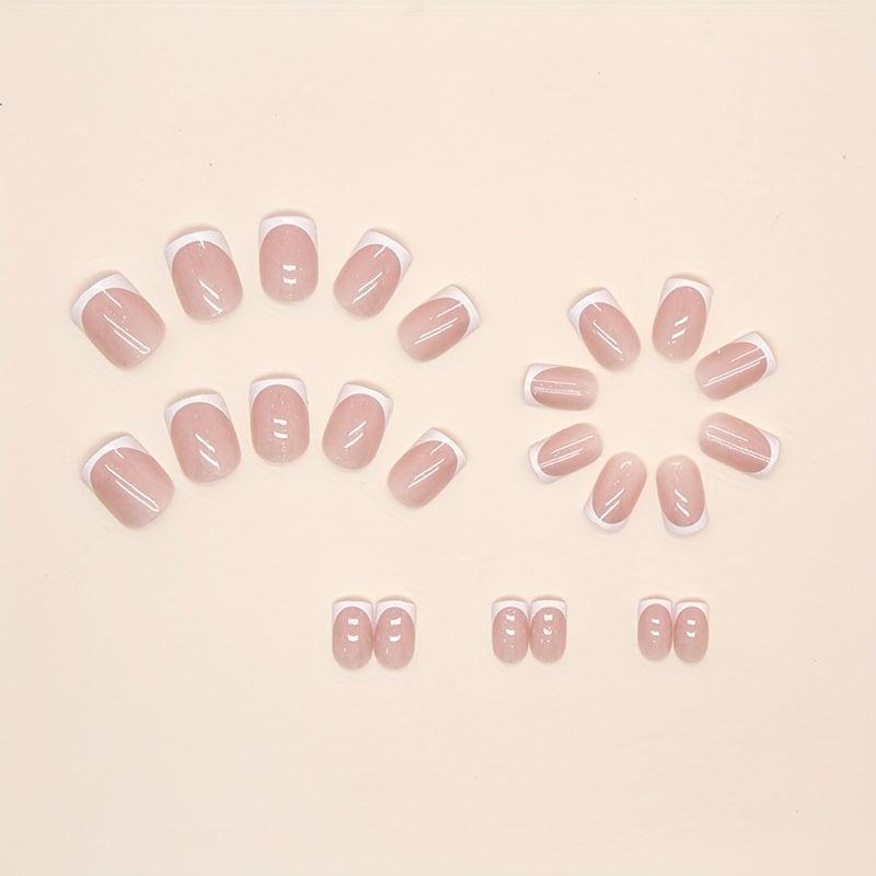Glitter Pink Press On Nails Short Acrylic Nails for Women