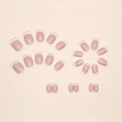 Glitter Pink Press On Nails Short Acrylic Nails for Women
