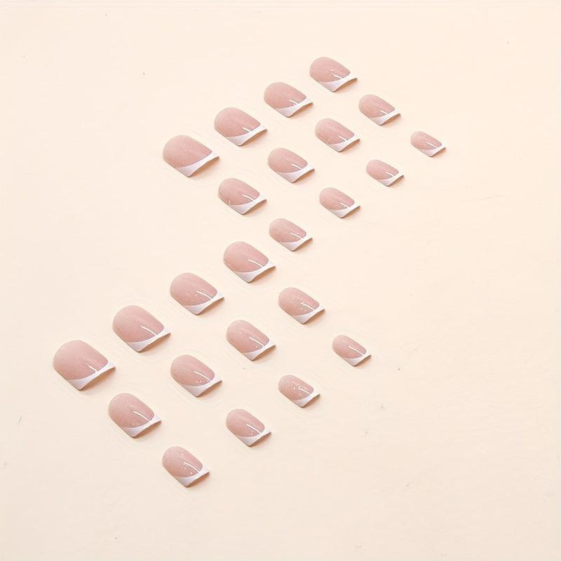 Glitter Pink Press On Nails Short Acrylic Nails for Women
