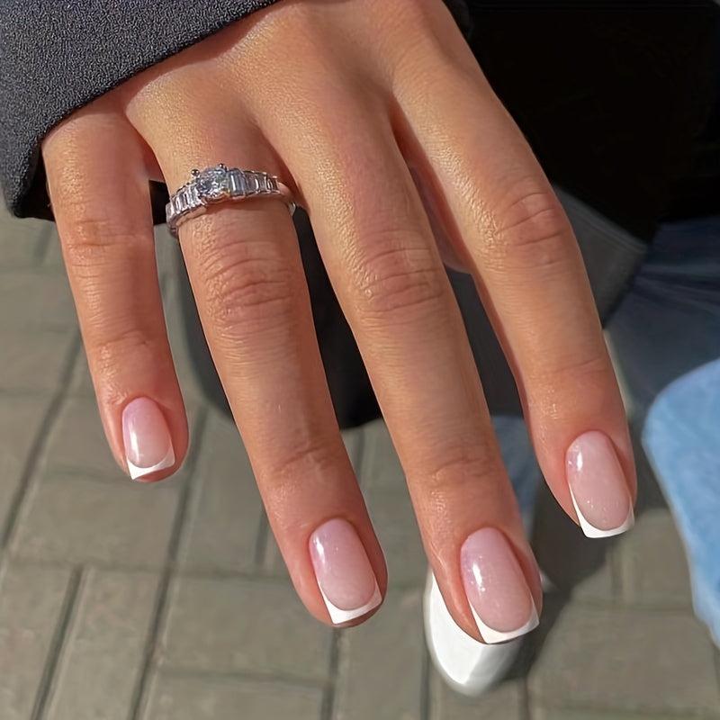 Glitter Pink Press On Nails Short Acrylic Nails for Women