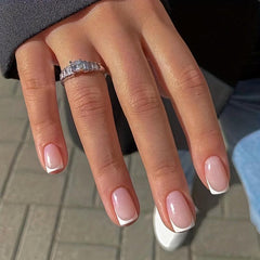 Glitter Pink Press On Nails Short Acrylic Nails for Women