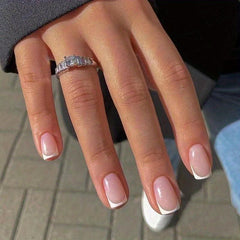 Glitter Pink Press On Nails Short Acrylic Nails for Women