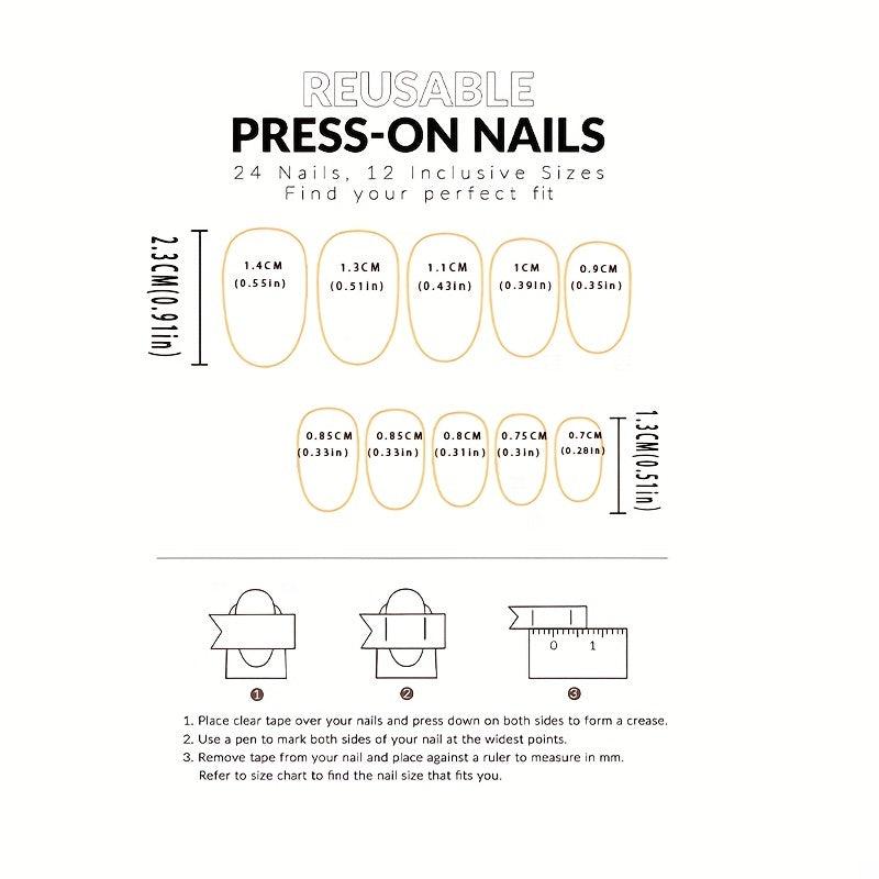 24pcs Nude Pink Glitter Swirl Line Press On Nails for Women and Girls