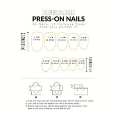 24pcs Nude Pink Glitter Swirl Line Press On Nails for Women and Girls