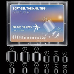 240pcs Soft Gel Nail Tips Matte Clear Press On Toenails for Extension