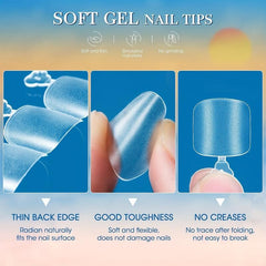 240pcs Soft Gel Nail Tips Matte Clear Press On Toenails for Extension