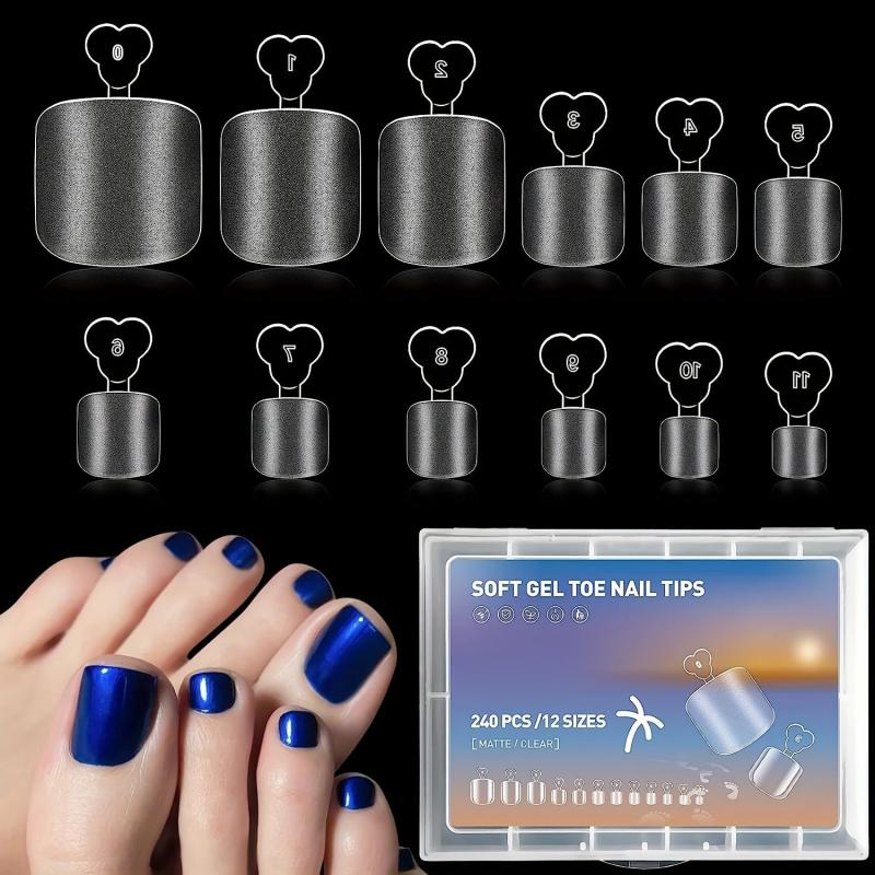 240pcs Soft Gel Nail Tips Matte Clear Press On Toenails for Extension