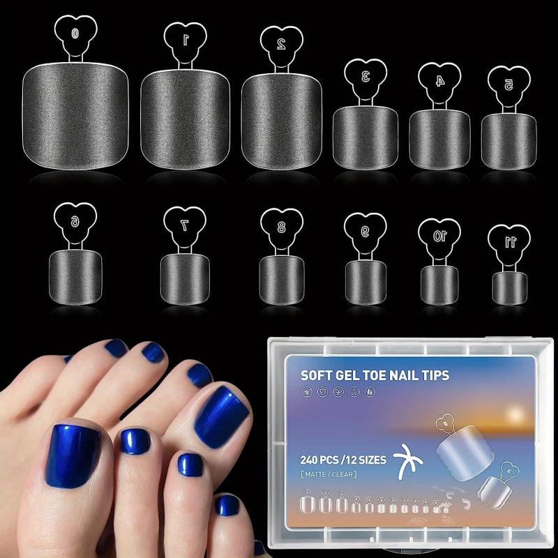 240pcs Soft Gel Nail Tips Matte Clear Press On Toenails for Extension