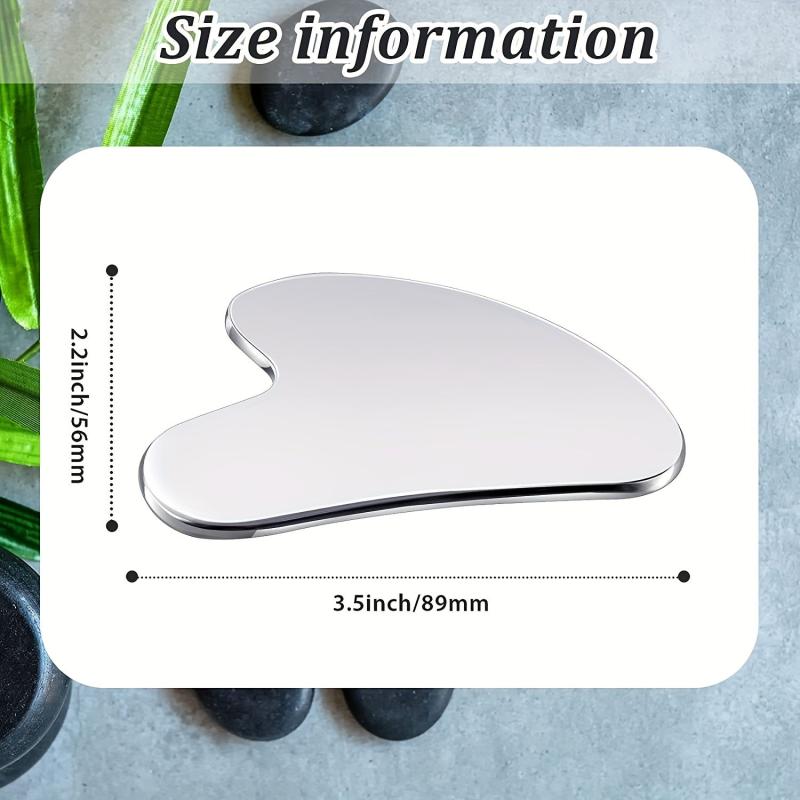 Heart Shaped Stainless Steel Gua Sha Facial Tool Silvery