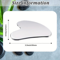 Heart Shaped Stainless Steel Gua Sha Facial Tool Silvery