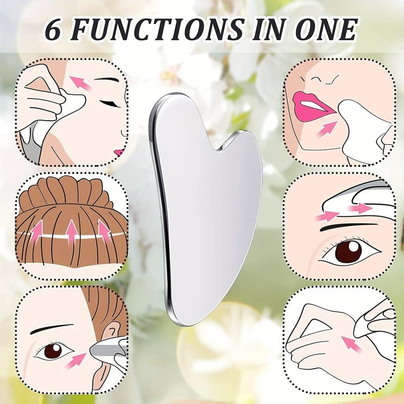 Heart Shaped Stainless Steel Gua Sha Facial Tool Silvery