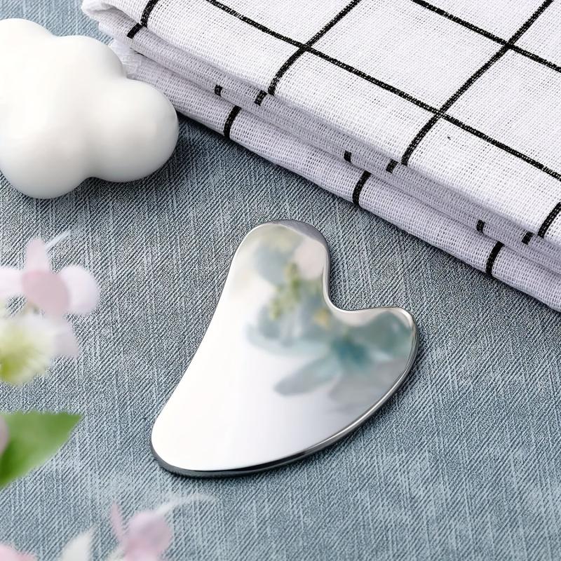 Heart Shaped Stainless Steel Gua Sha Facial Tool Silvery