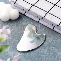 Heart Shaped Stainless Steel Gua Sha Facial Tool Silvery