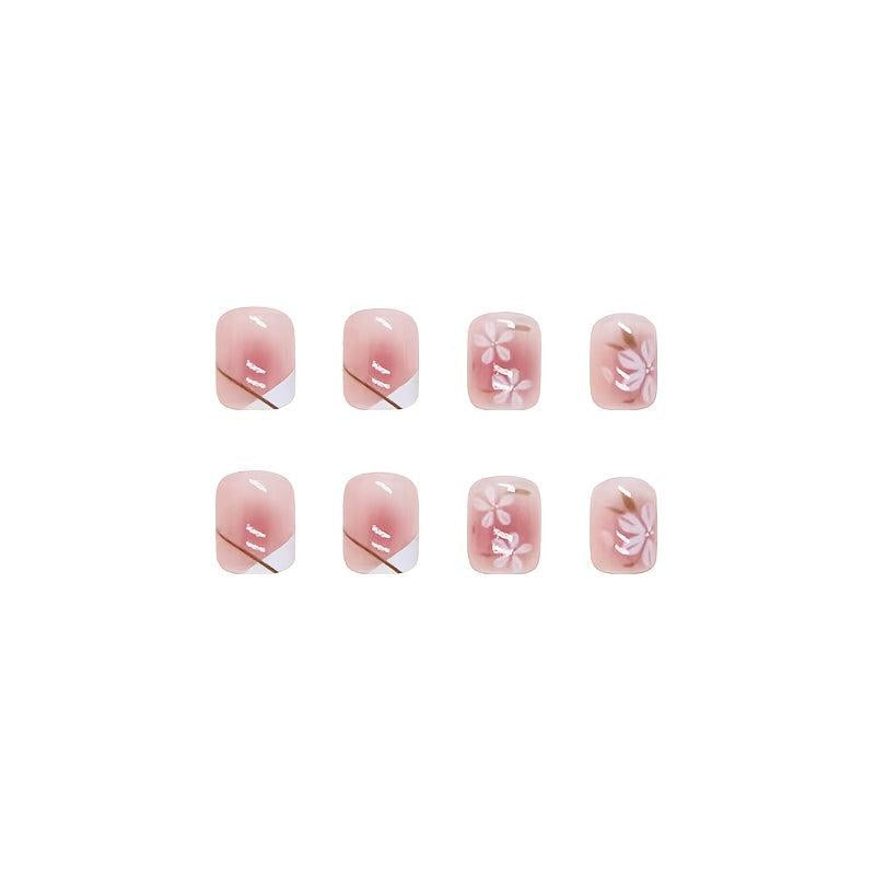 Camellia Pattern Press On Nails for Women - Long Lasting