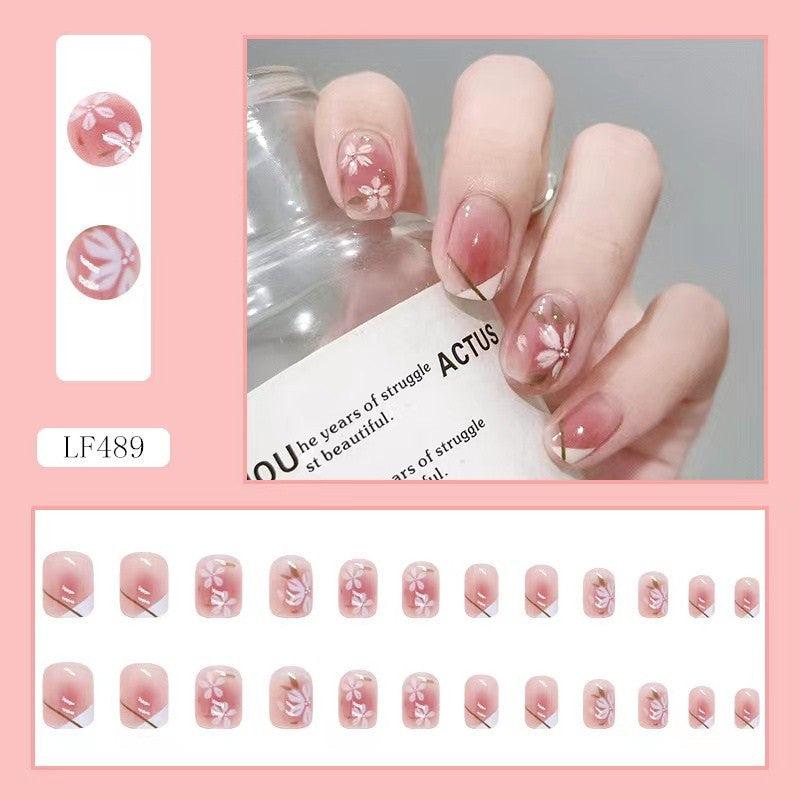 Camellia Pattern Press On Nails for Women - Long Lasting